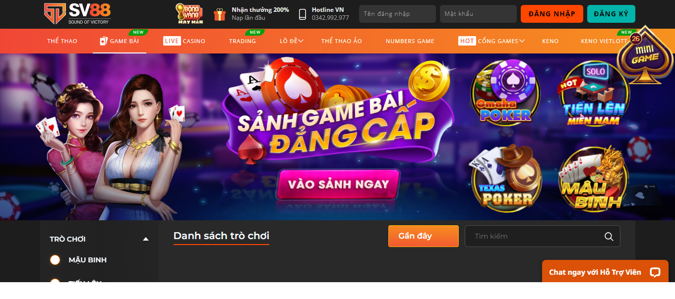 Game bài đổi thưởng tại SV88 được đánh giá rất cao