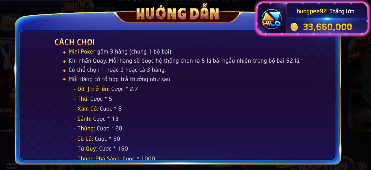 Hướng dẫn cách chơi Mini Poker tại Rikvip