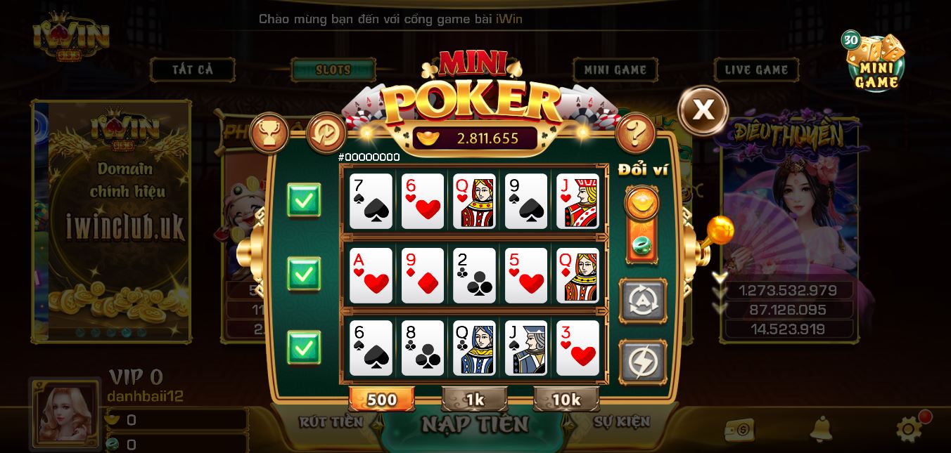 Game bai doi thuong Mini Poker mang đến tiền thưởng cực lớn