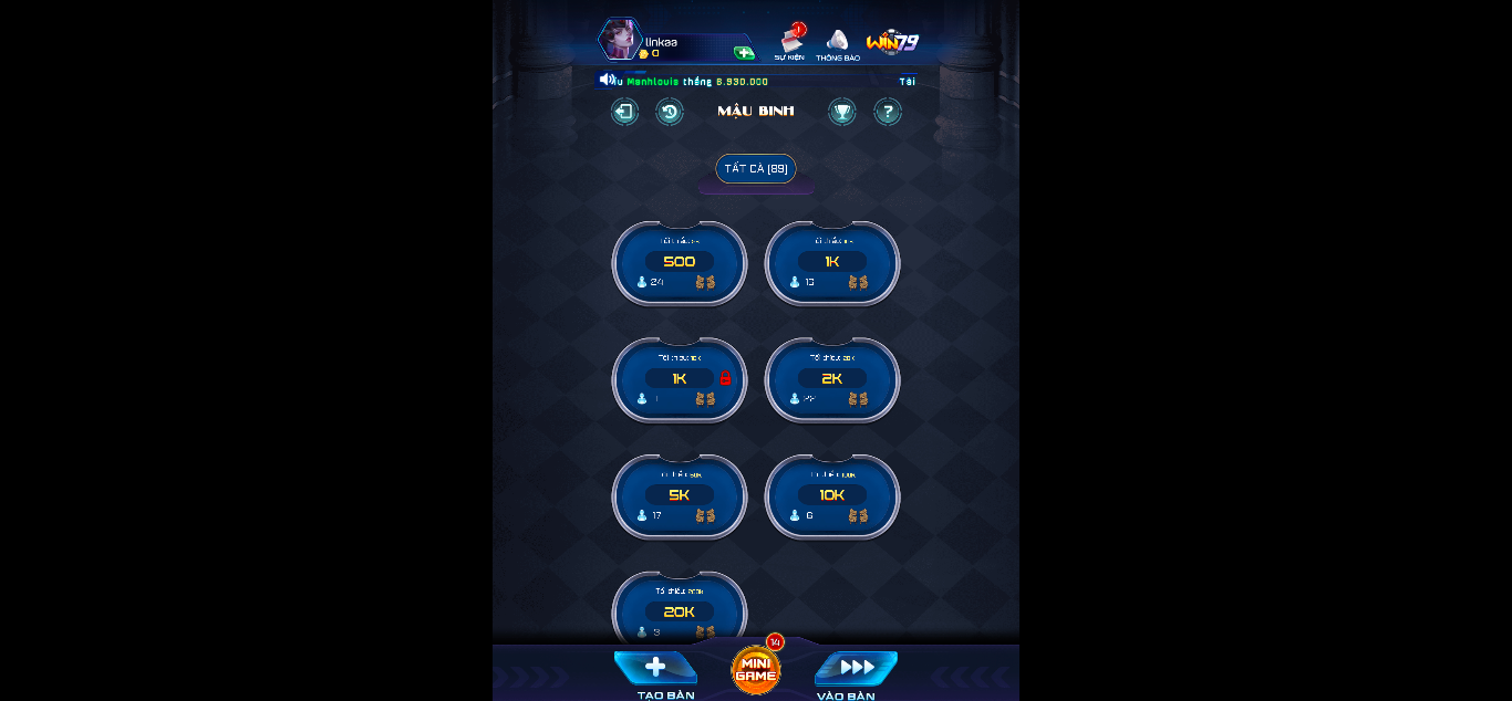 Hướng dẫn chơi đánh bài đổi thưởng Mậu binh dễ thắng tại Win79